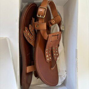 Sigerson Morrison brown kiltie thong sandal US 9